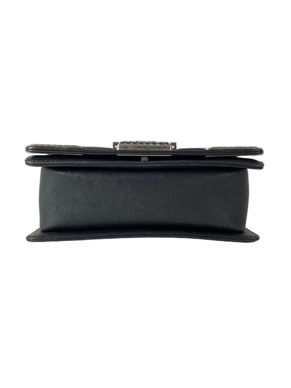 Chanel Shoulder Bag Boy Black Chain Vintage Silver Leather